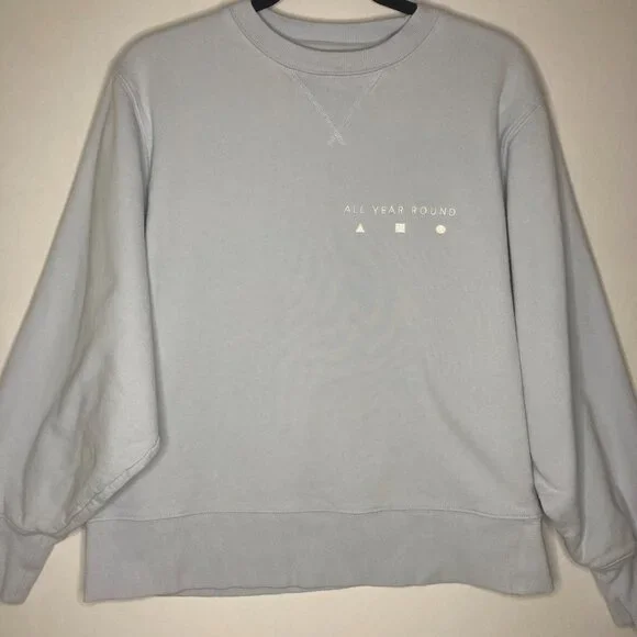AYR All Year Round The Sweatshirt Crewneck Light Blue Small Classic 100% Cotton - Picture 4 of 12